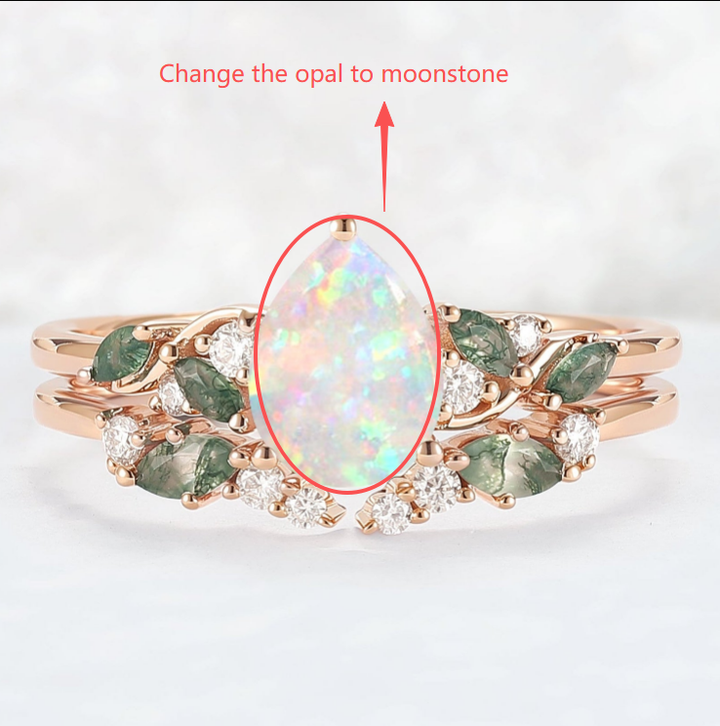 Custom moonstone ring set US 10 for #IVER2206(engraving: “1 Corinthians 13:4-7”)