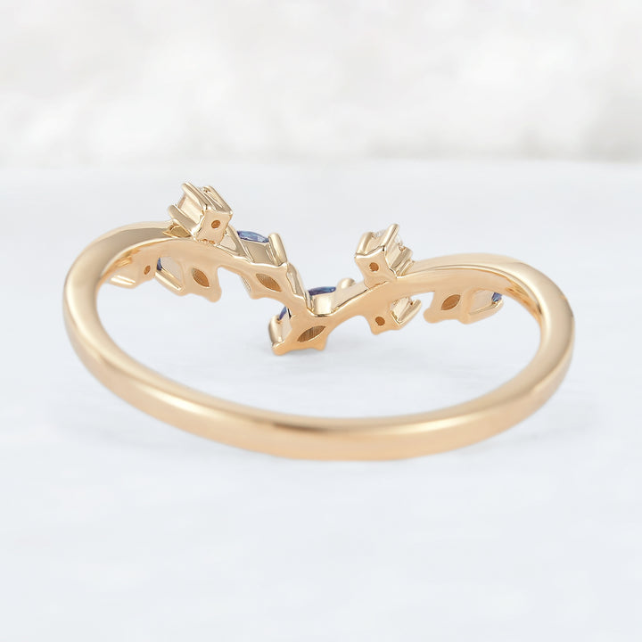 Marquise Cut Alexandrite 14k Yellow Gold Open Vine Wedding Band