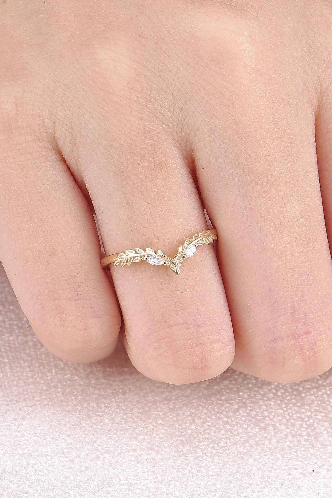 Nature Inspired Kite Cut Moonstone Twig 'Antlers' Curved Ring