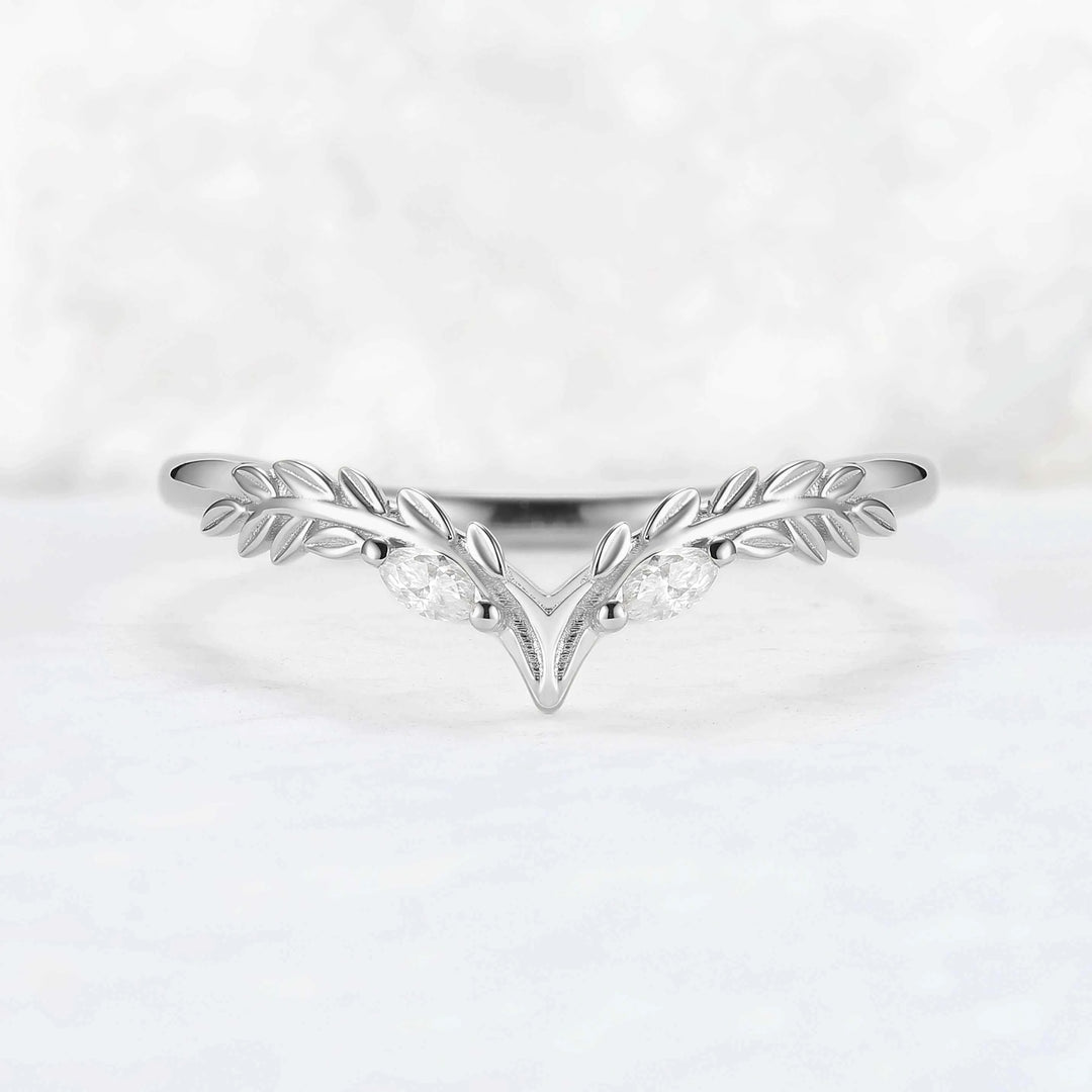 Nature Inspired Kite Cut Moonstone Twig 'Antlers' Curved Ring