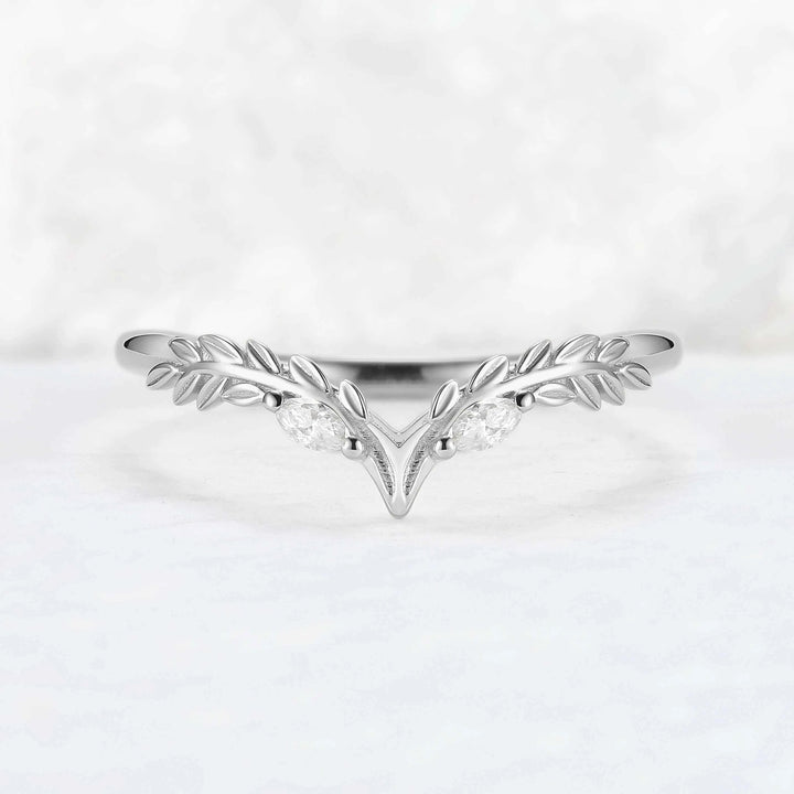 Nature Inspired Kite Cut Moonstone Twig 'Antlers' Curved Ring