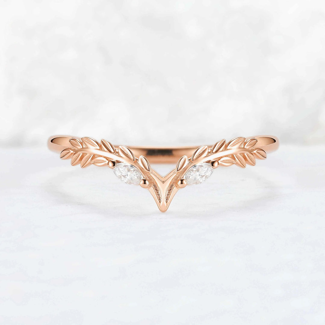 Nature Inspired Kite Cut Moonstone Twig 'Antlers' Curved Ring