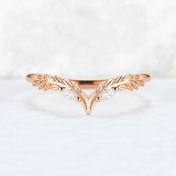 Nature Inspired Kite Cut Moonstone Twig 'Antlers' Curved Ring