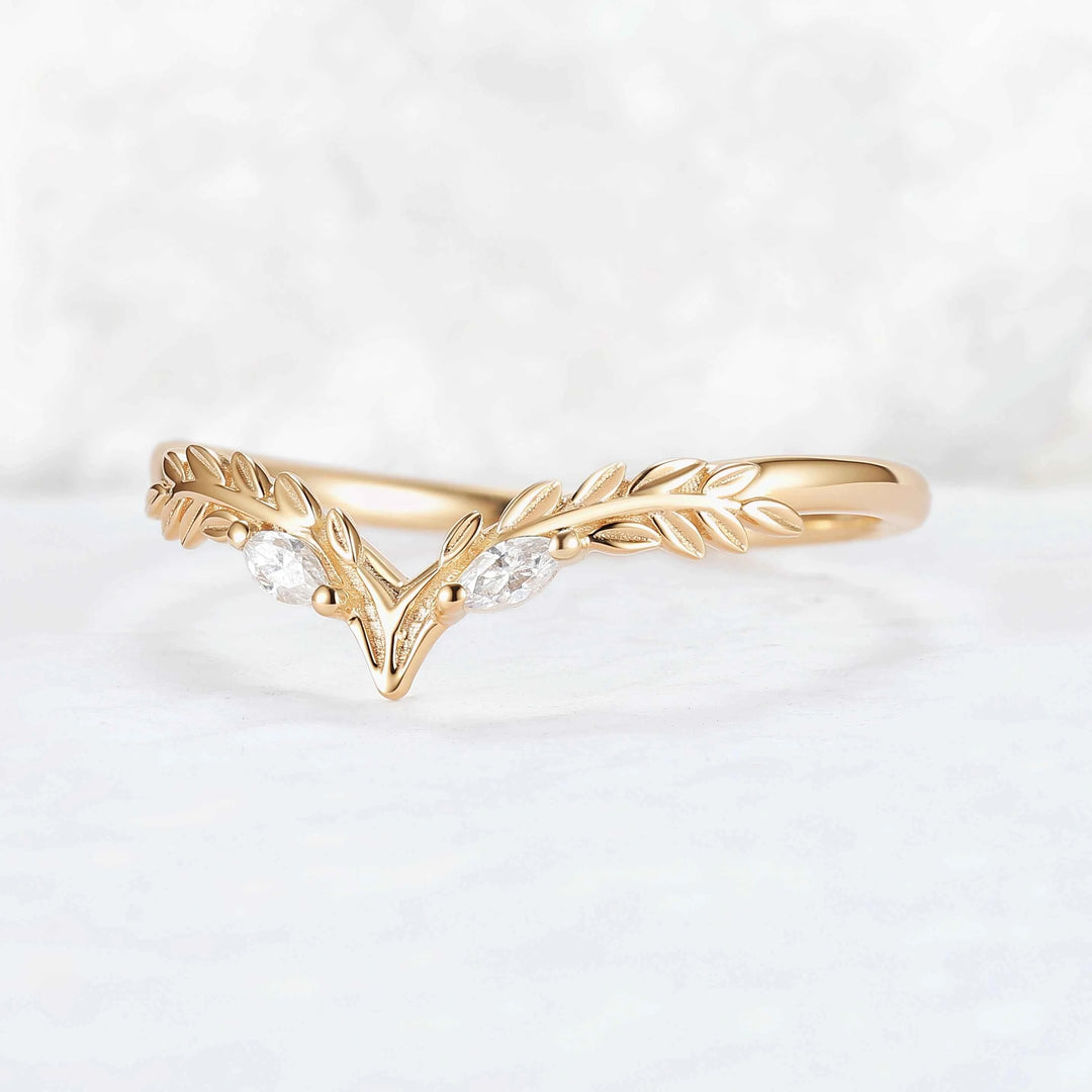 Nature Inspired Kite Cut Moonstone Twig 'Antlers' Curved Ring