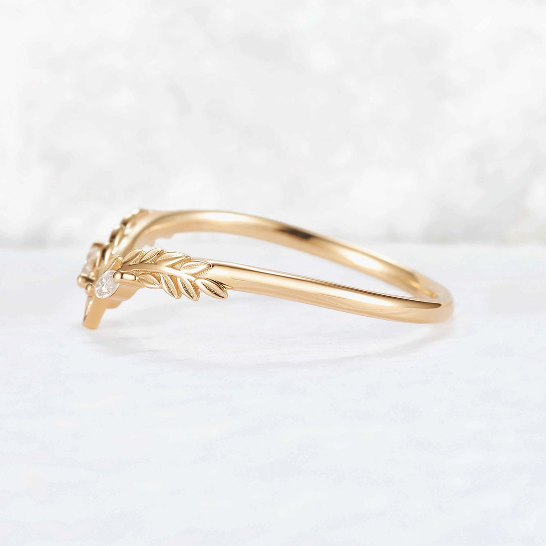 Nature Inspired Kite Cut Moonstone Twig 'Antlers' Curved Ring