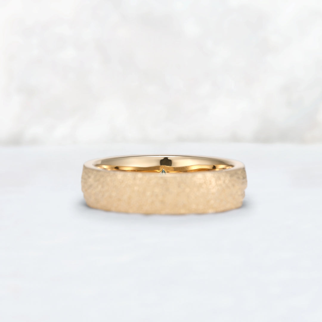 Mens Kite Cut Moss Agate Stone Mountain Wedding Ring
