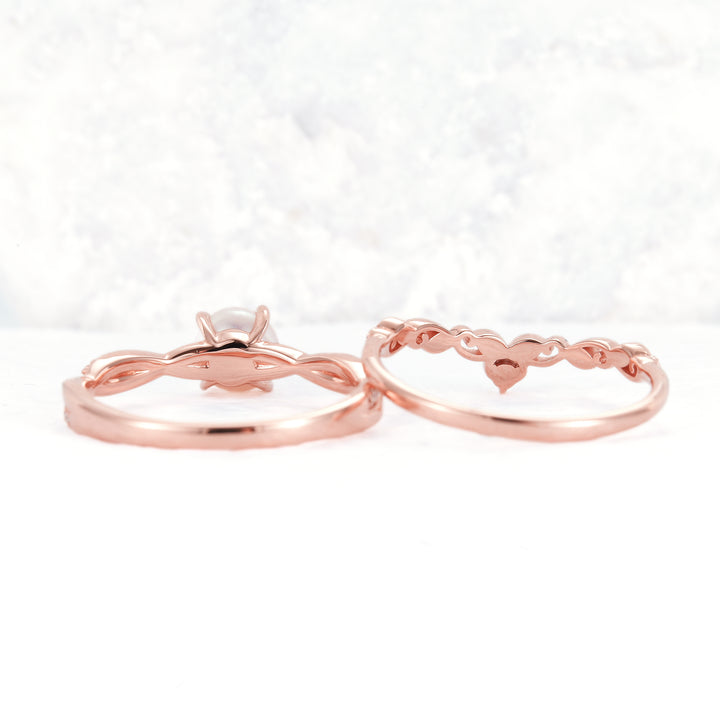 Mobius Twisted 5mm Akoya Pearl Ring Set 2pcs