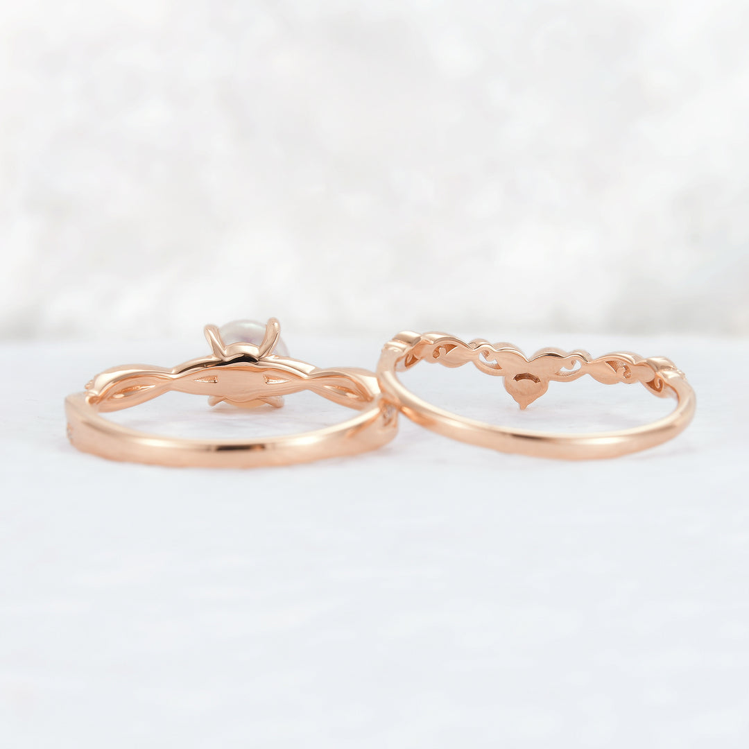 Mobius Twisted 5mm Akoya Pearl Ring Set 2pcs