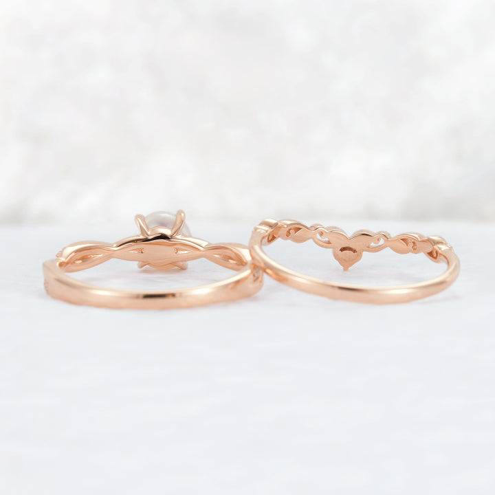 Mobius Twisted 5mm Akoya Pearl Ring Set 2pcs