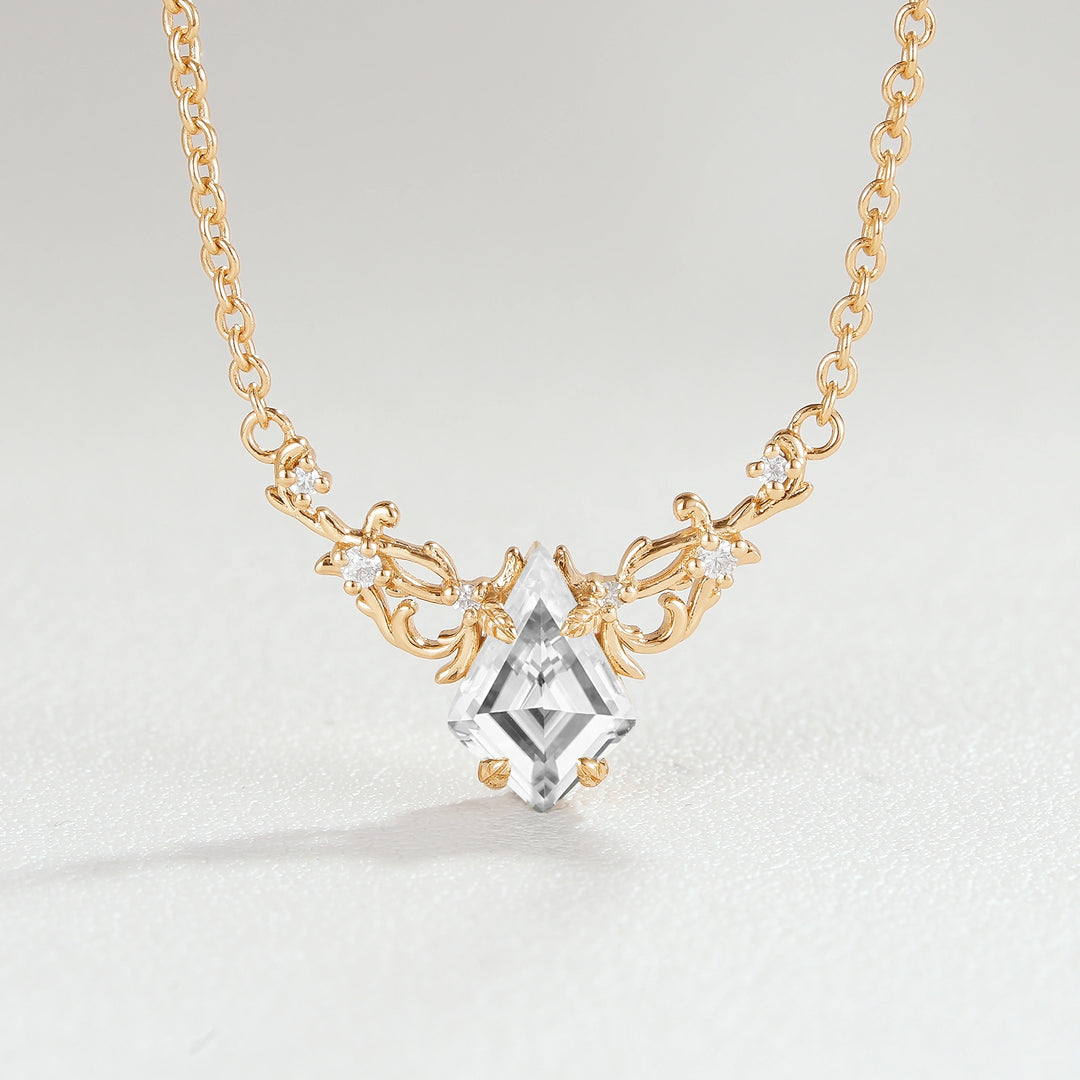 Natural Inspired Kite Cut Moissanite Necklace