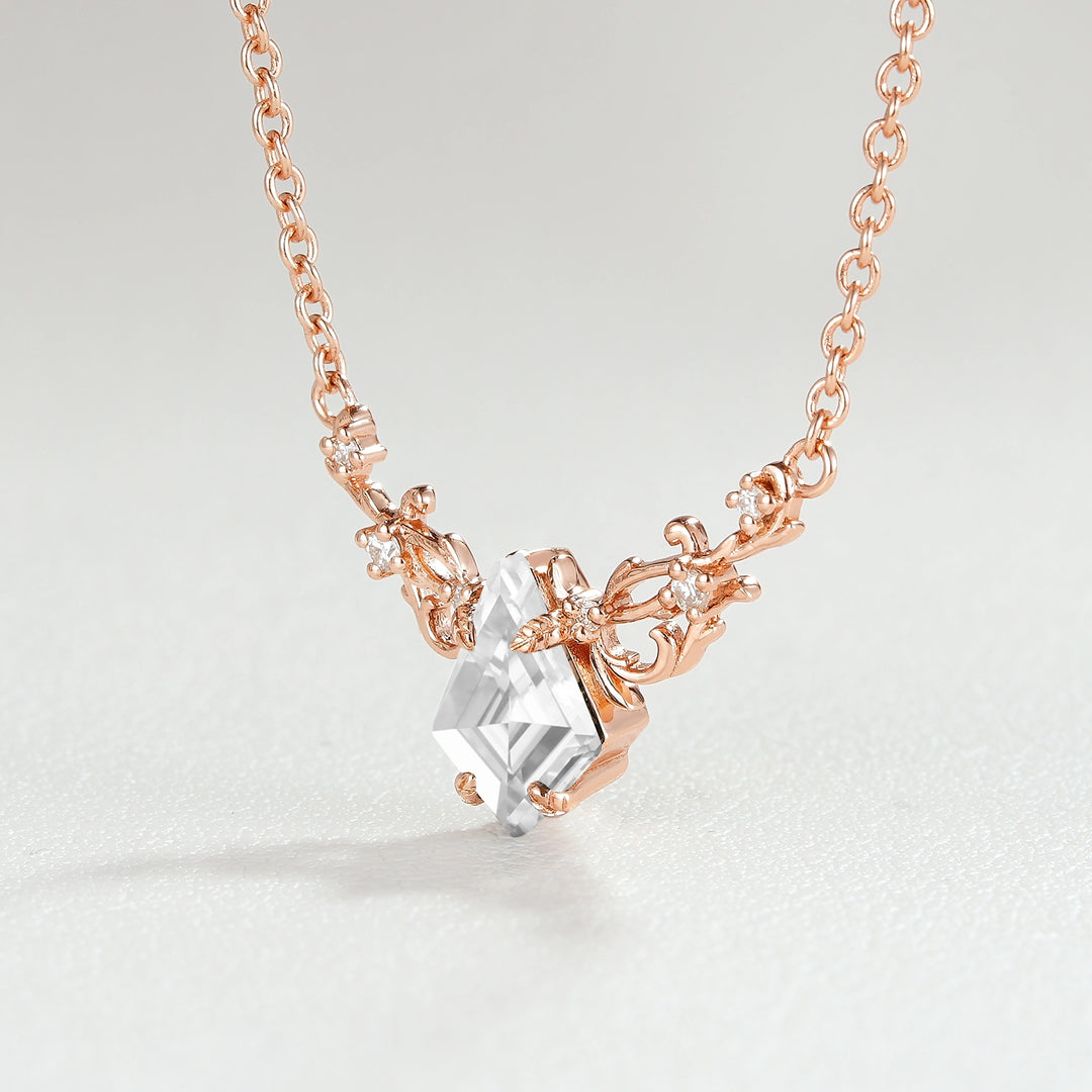 Natural Inspired Kite Cut Moissanite Necklace