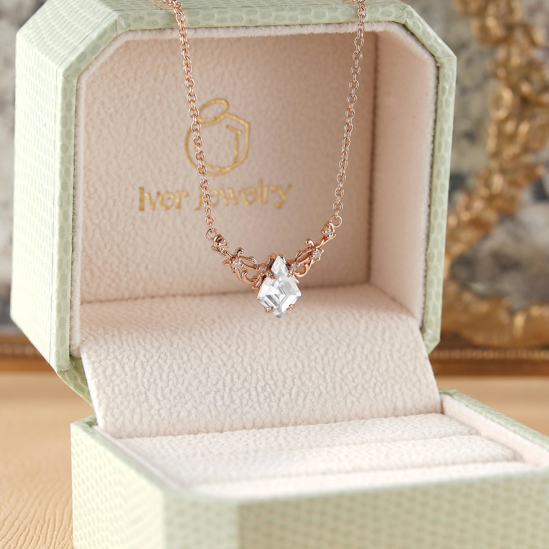 Natural Inspired Kite Cut Moissanite Necklace