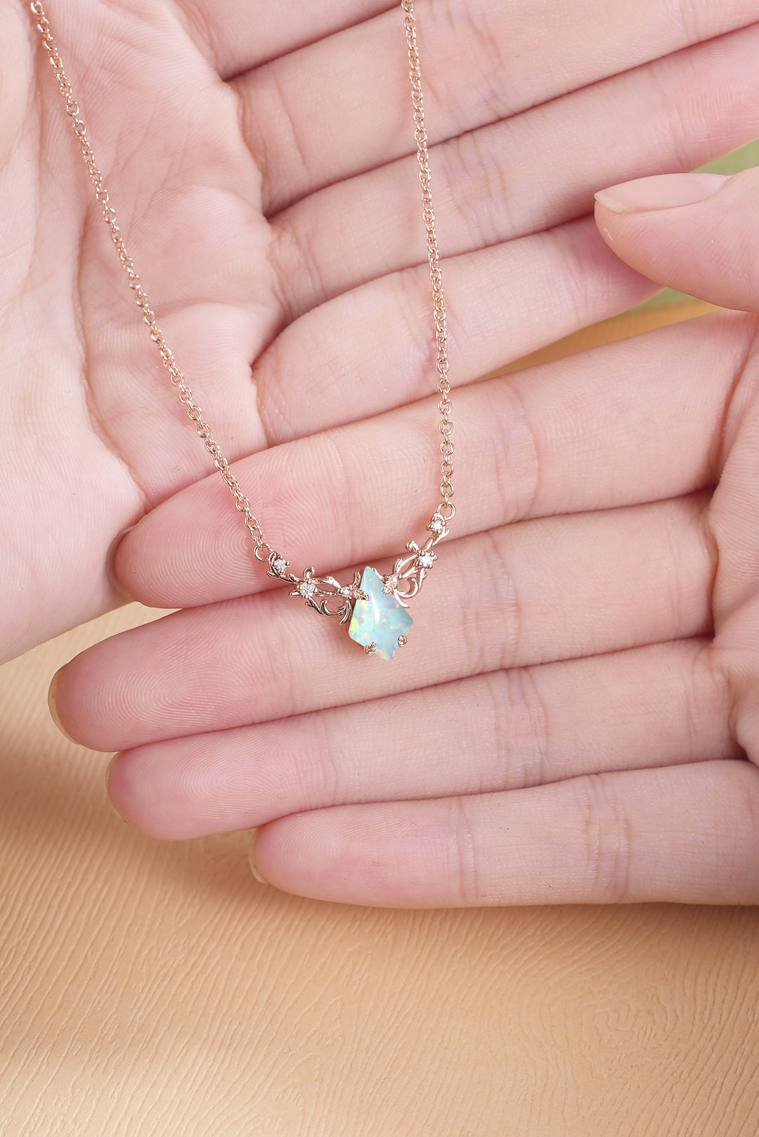 Natural Inspired Kite Cut Opal Necklace