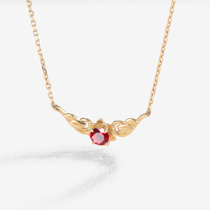 Natural Inspired Round Cut Ruby Flora Necklace