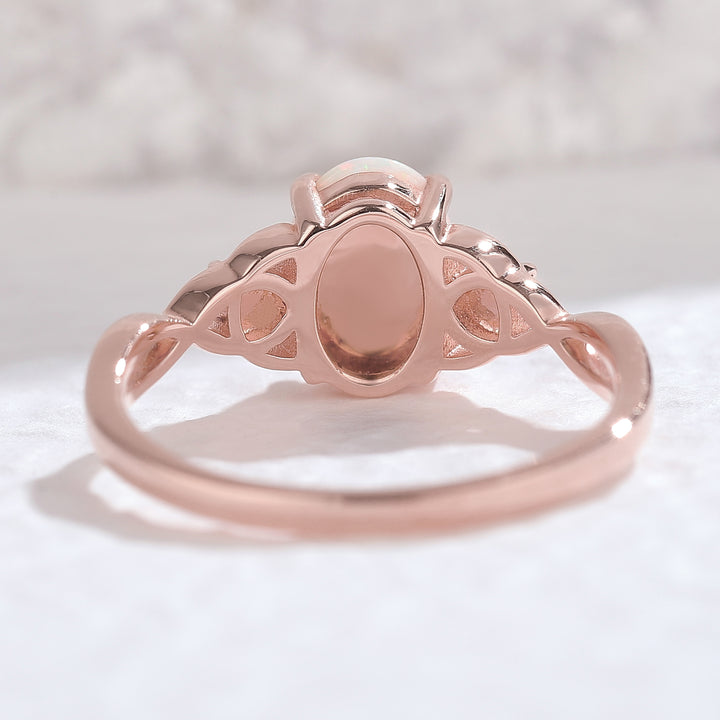 Nature Inspired Oval Opal Vine Twisted Engagement Ring