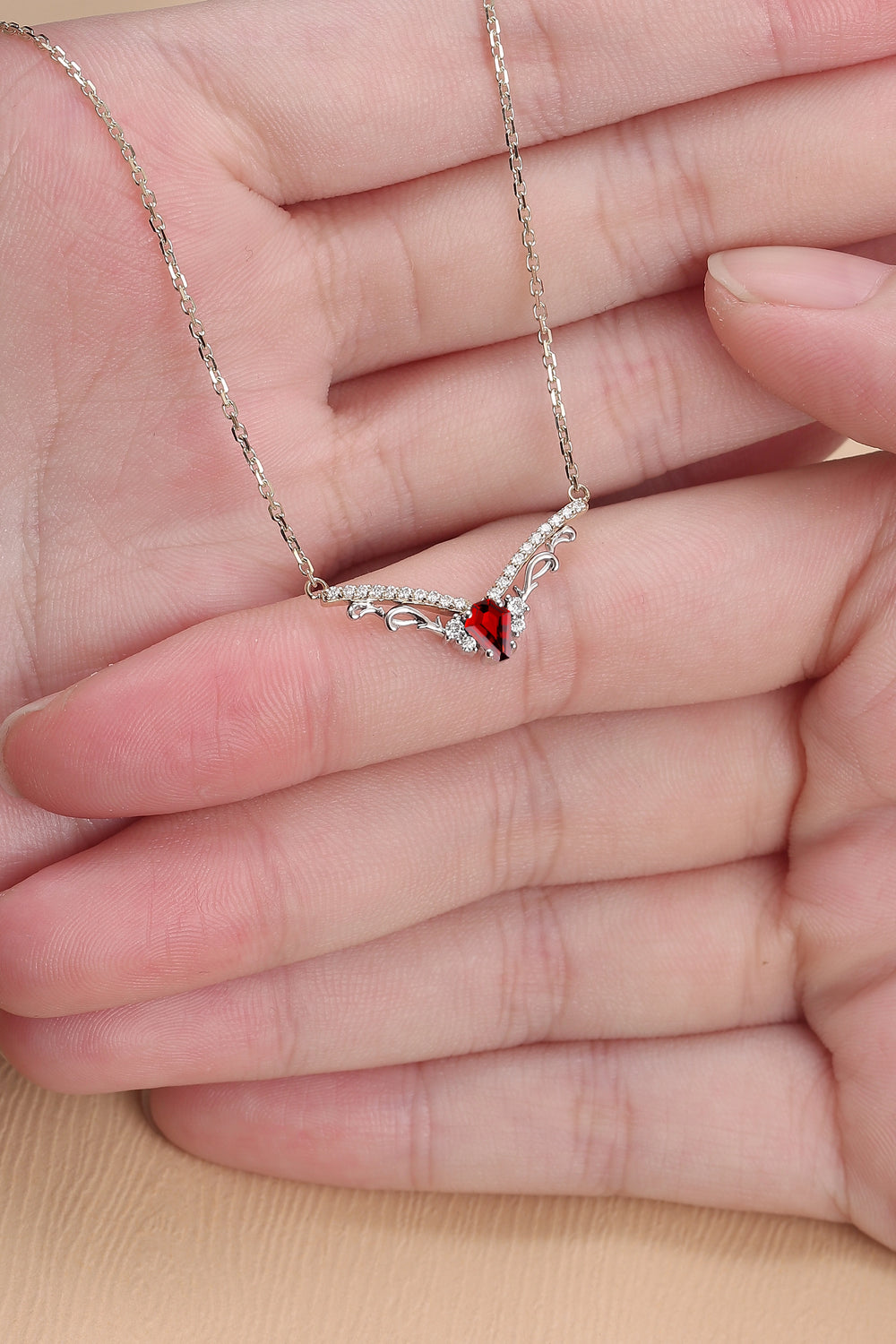 Nature Inspired Coffin Cut Garnet Necklace Halloween Jewelry
