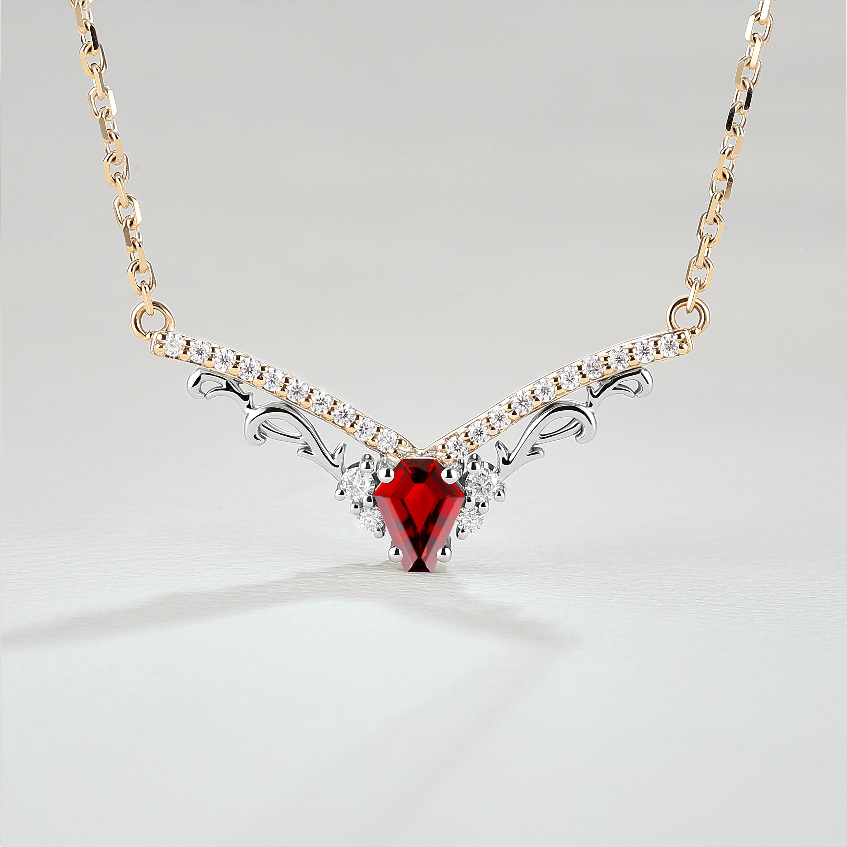 Nature Inspired Coffin Cut Garnet Necklace Halloween Jewelry