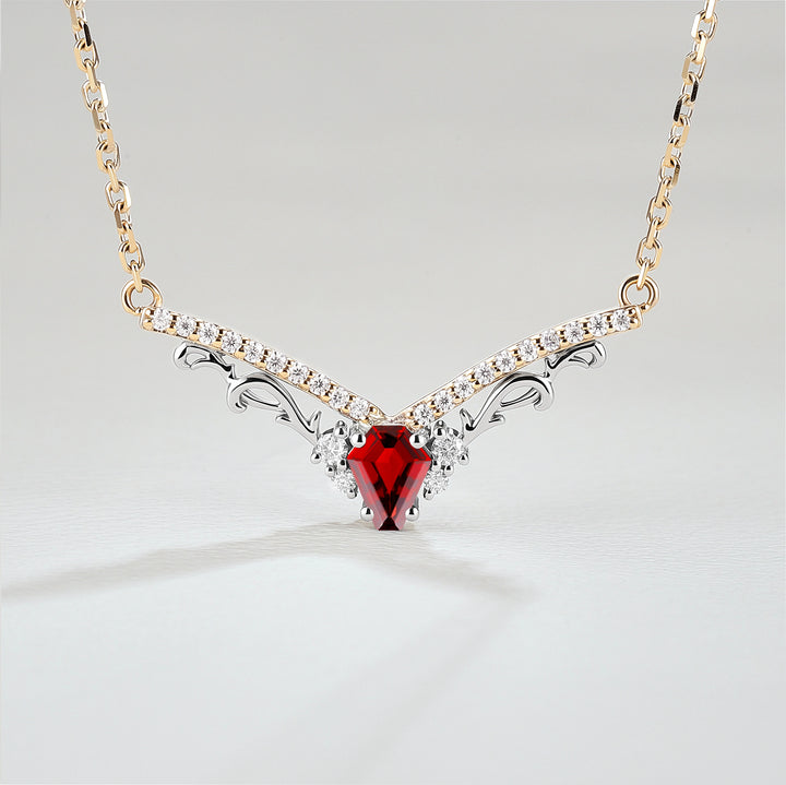 Nature Inspired Coffin Cut Garnet Necklace Halloween Jewelry
