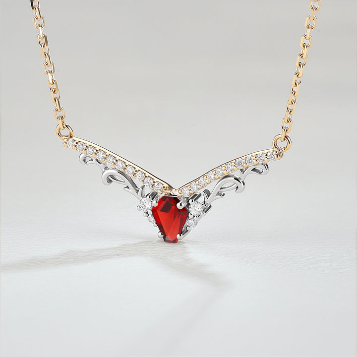 Nature Inspired Coffin Cut Garnet Necklace Halloween Jewelry