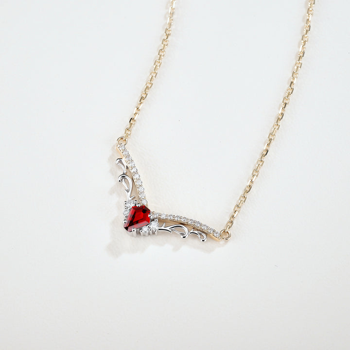 Nature Inspired Coffin Cut Garnet Necklace Halloween Jewelry
