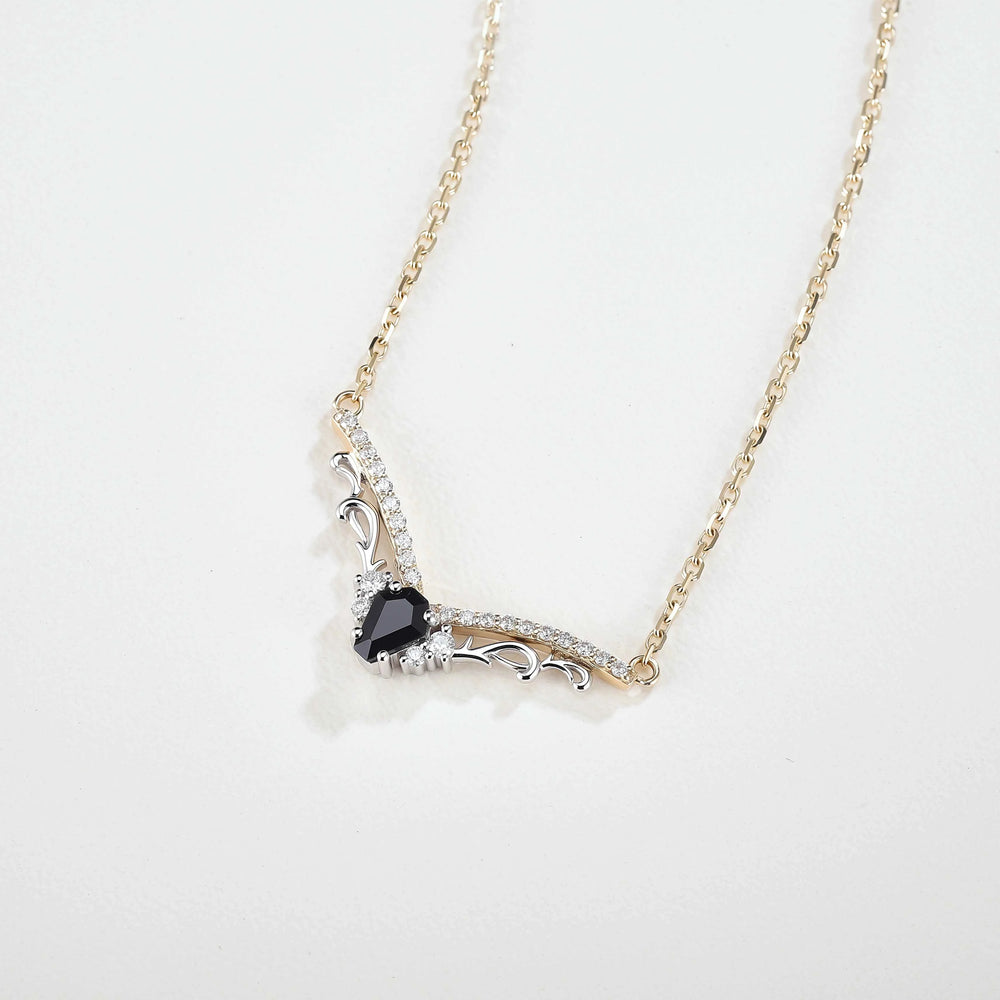 Nature Inspired Coffin Shaped Black Onyx Necklace Halloween Jewelry