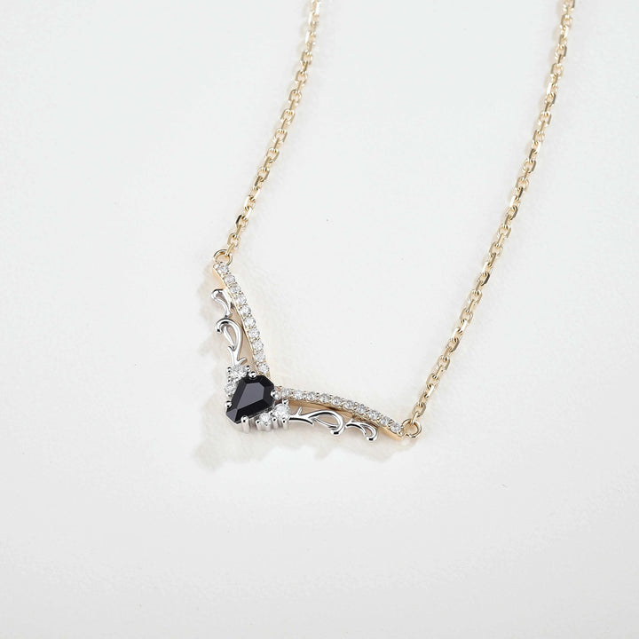 Nature Inspired Coffin Shaped Black Onyx Necklace Halloween Jewelry