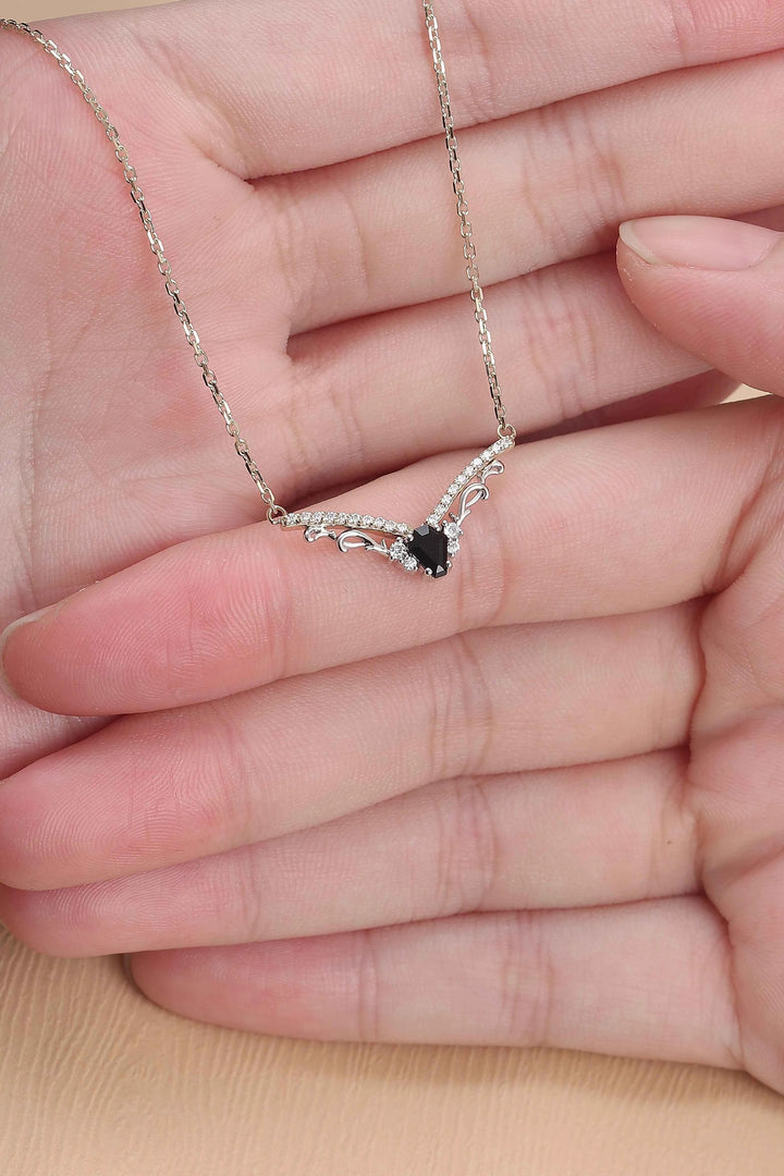 Nature Inspired Coffin Shaped Black Onyx Necklace Halloween Jewelry