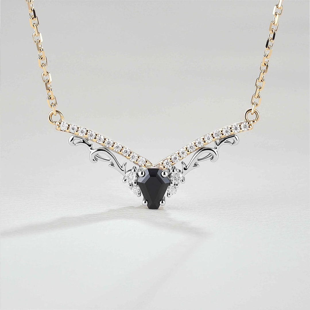 Nature Inspired Coffin Shaped Black Onyx Necklace Halloween Jewelry