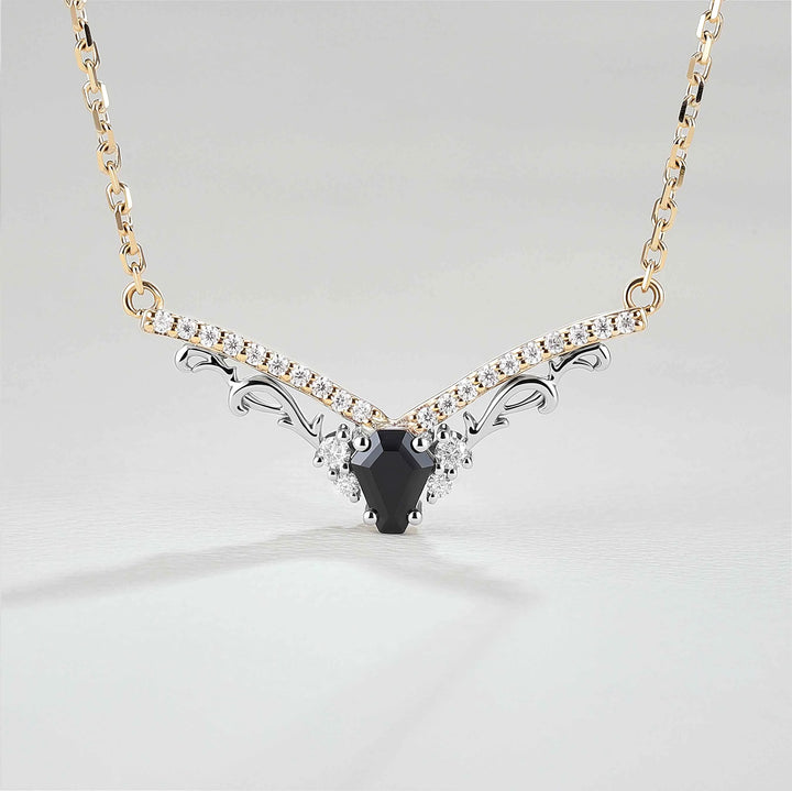 Nature Inspired Coffin Shaped Black Onyx Necklace Halloween Jewelry