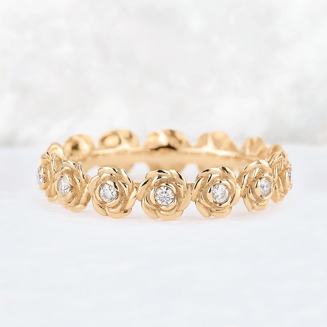 Nature Inspired Floral 14k Rose Gold Gemstone Ring