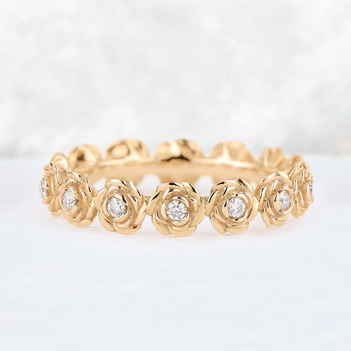 Nature Inspired Floral 14k Rose Gold Gemstone Ring