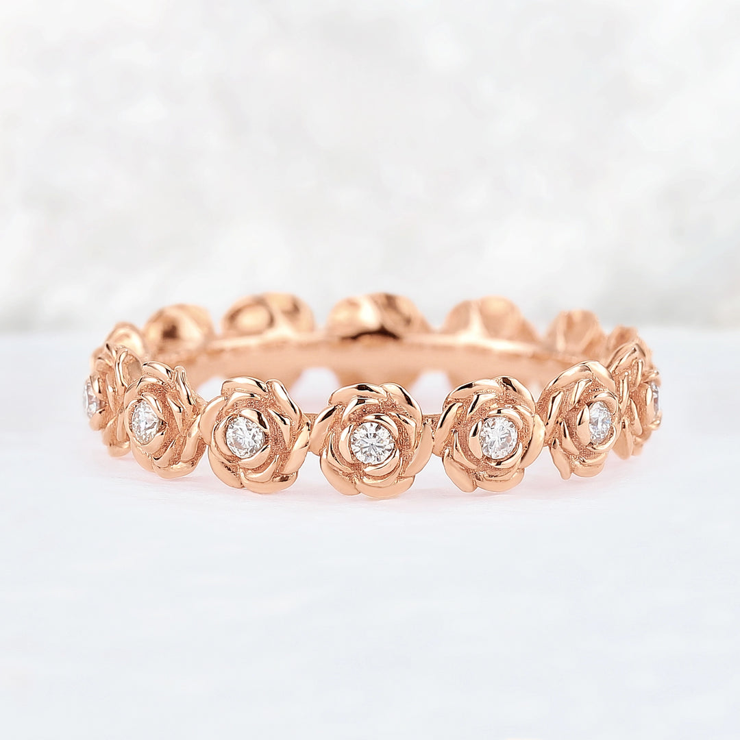 Nature Inspired Floral 14k Rose Gold Gemstone Ring