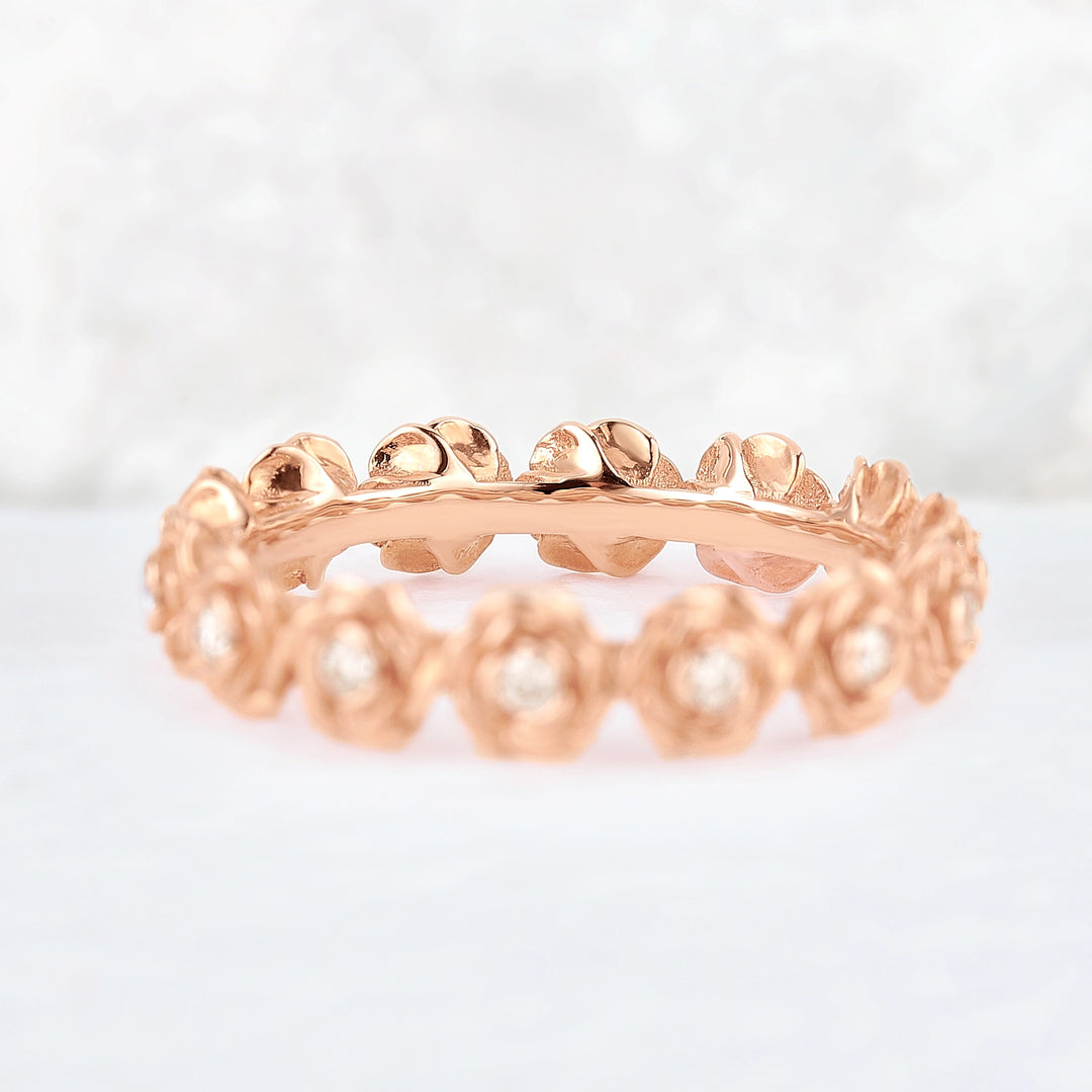 Nature Inspired Floral 14k Rose Gold Gemstone Ring