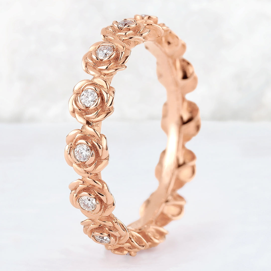 Nature Inspired Floral 14k Rose Gold Gemstone Ring