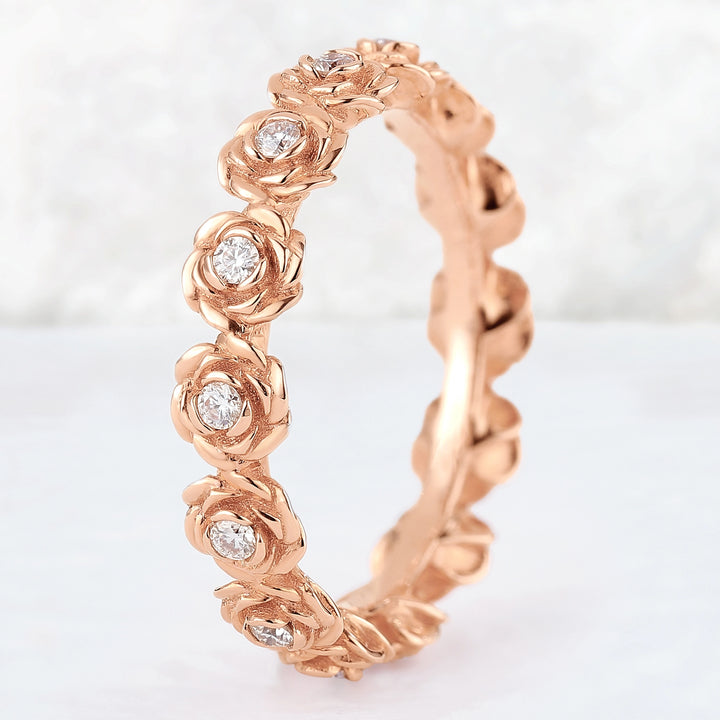 Nature Inspired Floral 14k Rose Gold Gemstone Ring