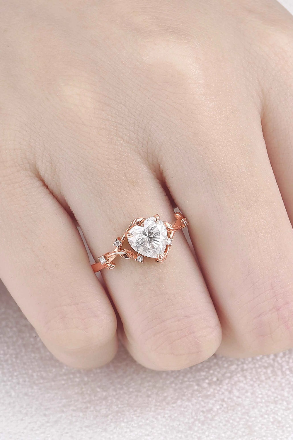 Nature Inspired Heart Cut Moissanite Gemstone Ring