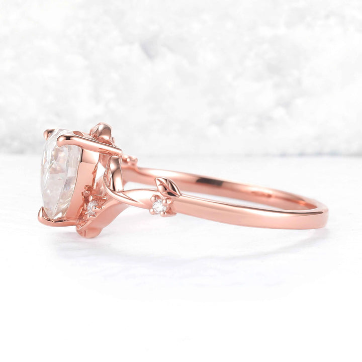 Nature Inspired Heart Cut Moissanite Gemstone Ring