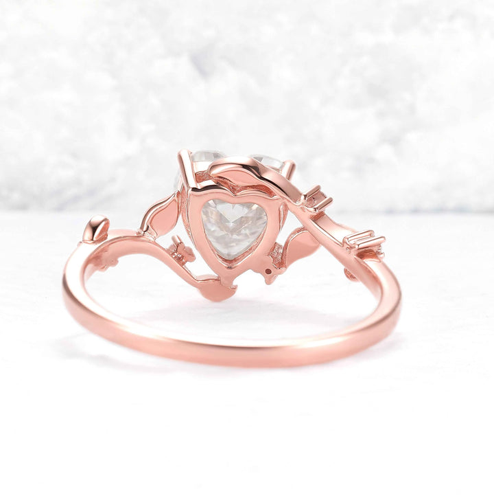 Nature Inspired Heart Cut Moissanite Gemstone Ring