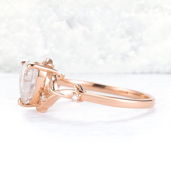 Nature Inspired Heart Cut Moissanite Gemstone Ring