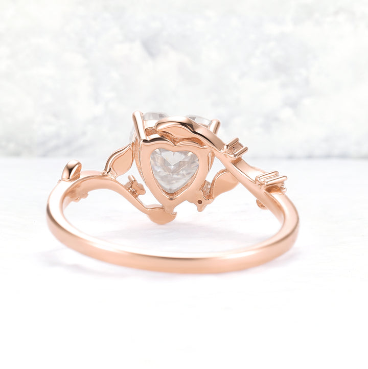 Nature Inspired Heart Cut Moissanite Gemstone Ring
