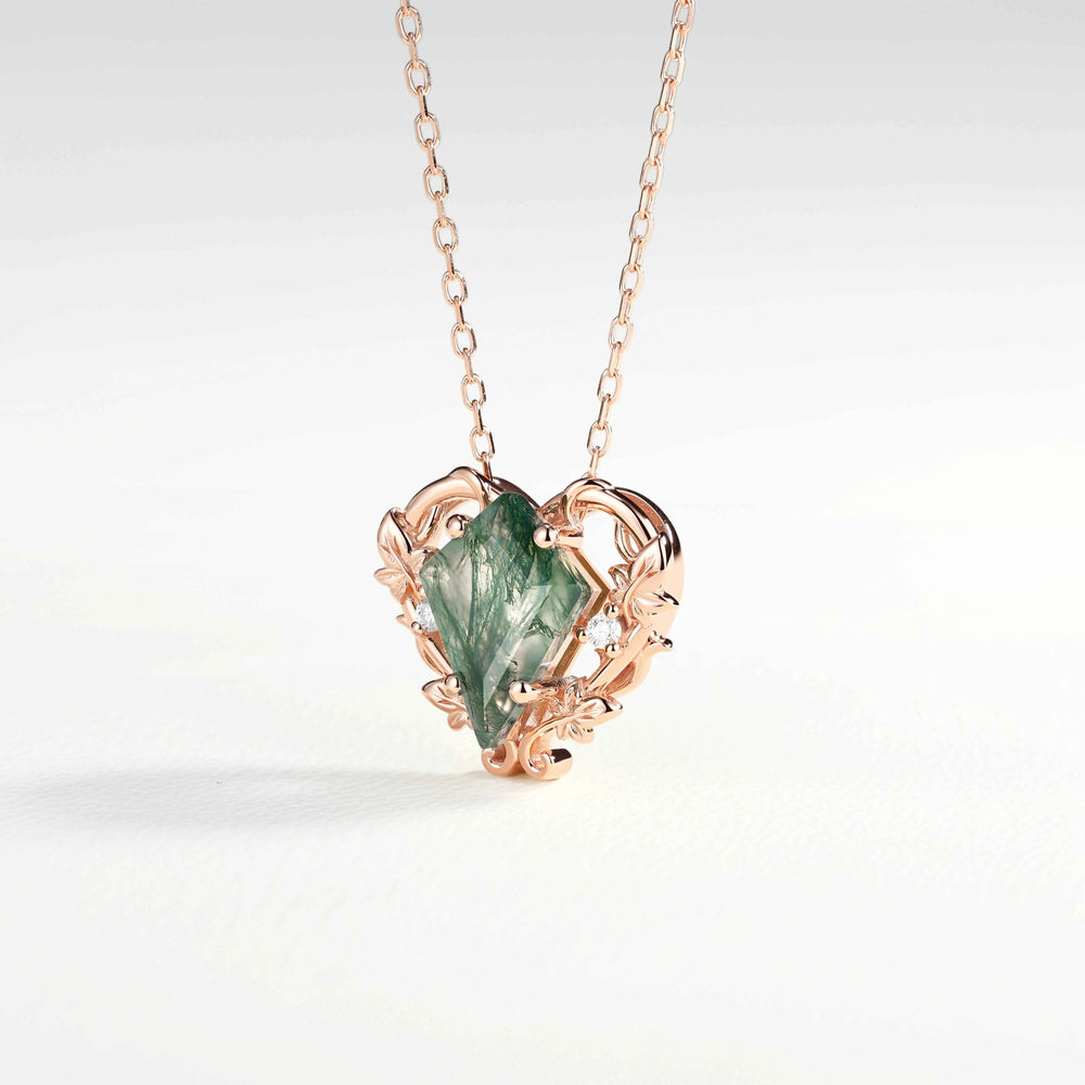 Nature Inspired Vine Heart Cut Alexandrite Pendant Necklace