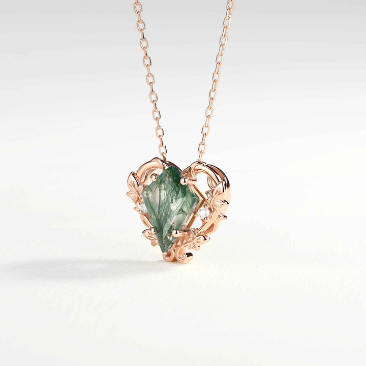 Nature Inspired Vine Heart Cut Alexandrite Pendant Necklace