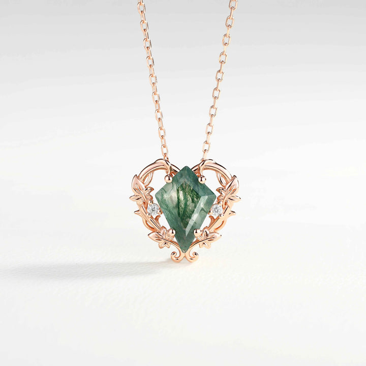 Nature Inspired Vine Heart Cut Alexandrite Pendant Necklace