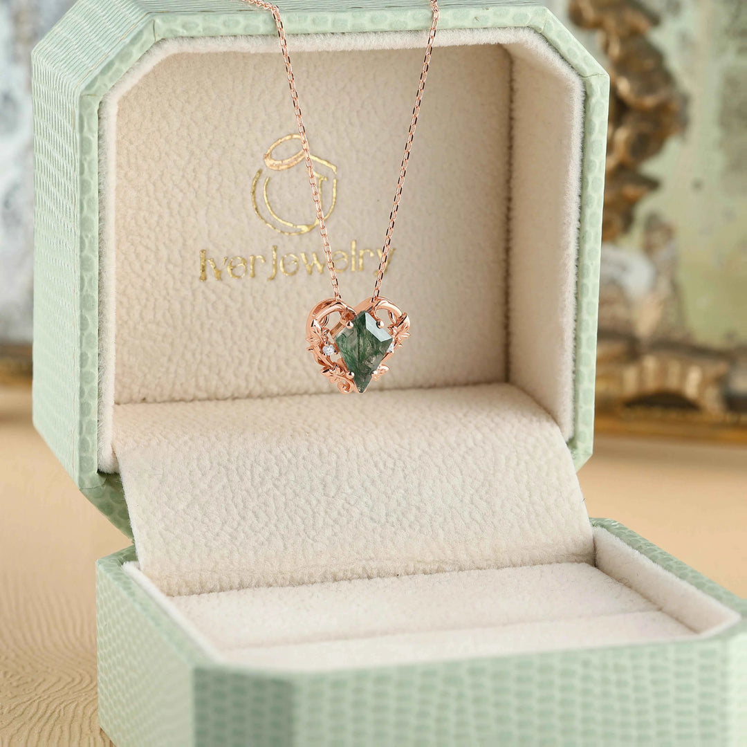 Nature Inspired Vine Heart Cut Alexandrite Pendant Necklace