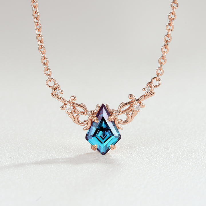 Nature Inspired Kite Cut Alexandrite Necklace