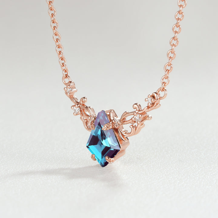 Nature Inspired Kite Cut Alexandrite Necklace