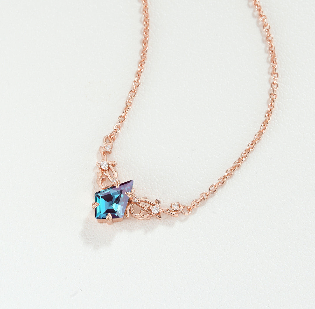 Nature Inspired Kite Cut Alexandrite Necklace