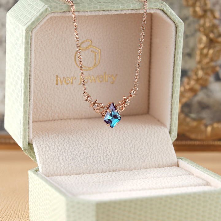 Nature Inspired Kite Cut Alexandrite Necklace
