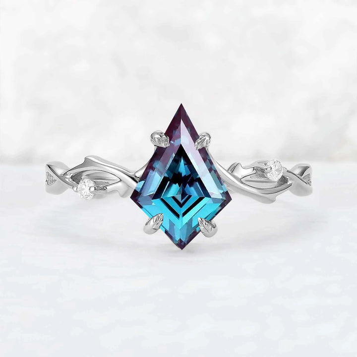 Nature Inspired Kite Cut Alexandrite Vine Gemstone Ring