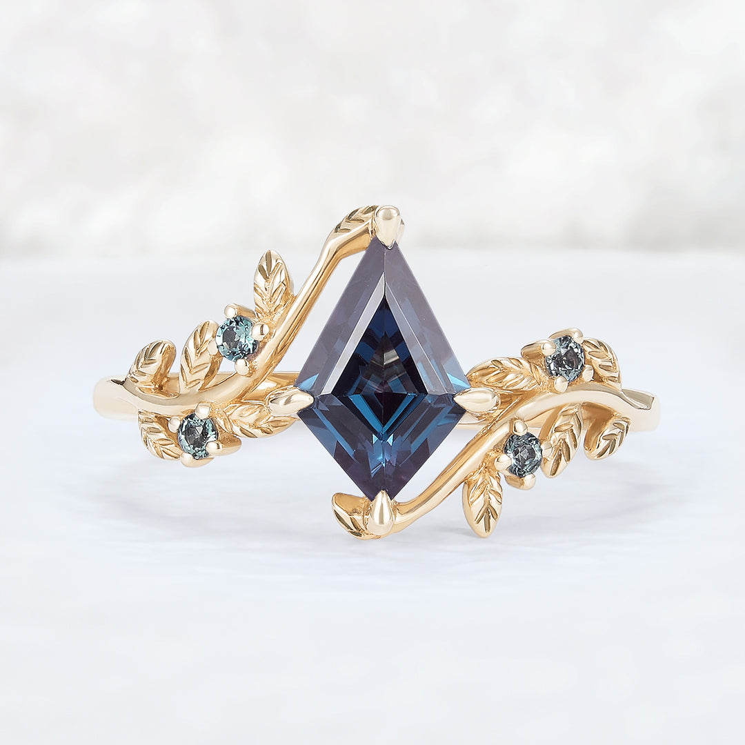 Nature Inspired Kite Cut Alexandrite Vine Gemstone Ring